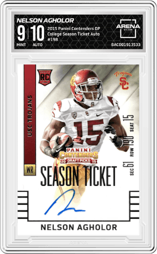 Nelson Agholor from the 2015 Panini Contenders Draft Picks set graded by Arena Club and given an overall grade of 9.