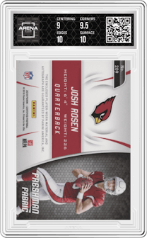 Josh Rosen from the 2018 Panini Certified set graded by Arena Club and given an overall grade of 9.5.