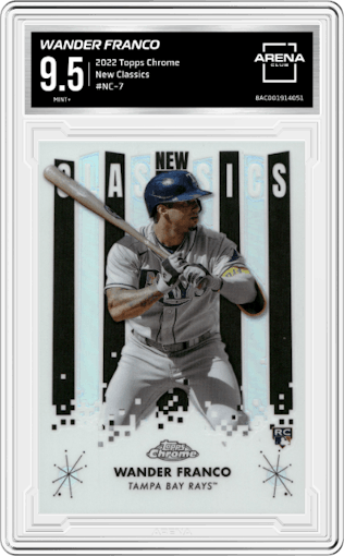 Wander Franco from the 2022 Topps Chrome set graded by Arena Club and given an overall grade of 9.5.