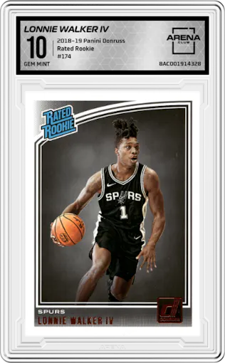 Lonnie Walker IV from the 2018-19 Panini Donruss  set graded by Arena Club and given an overall grade of 10.