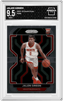 Jalen Green from the 2021-22 Panini Prizm  set graded by Arena Club and given an overall grade of 9.5.