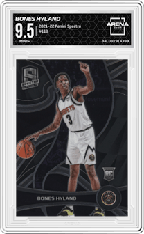 Bones Hyland from the 2021-22 Panini Spectra set graded by Arena Club and given an overall grade of 9.5.