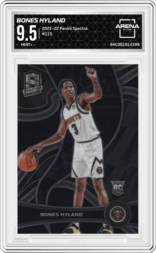 Bones Hyland from the 2021-22 Panini Spectra set graded by Arena Club and given an overall grade of 9.5.