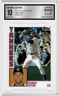 Derek Jeter from the 2019 Topps SIlver Pack set graded by Arena Club and given an overall grade of 10.