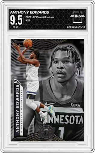 Anthony Edwards from the 2021-22 Panini Illusions set graded by Arena Club and given an overall grade of 9.5.