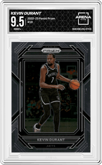Kevin Durant from the 2022-23 Panini Prizm  set graded by Arena Club and given an overall grade of 9.5.