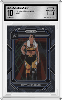 Shayna Baszler from the 2023 Panini Prizm WWE Wrestling set graded by Arena Club and given an overall grade of 10.