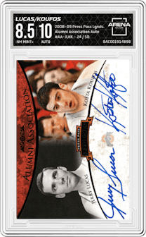 Jerry Lucas/Kosta Koufos from the 2008-09 Press Pass Legends set graded by Arena Club and given an overall grade of 8.5.