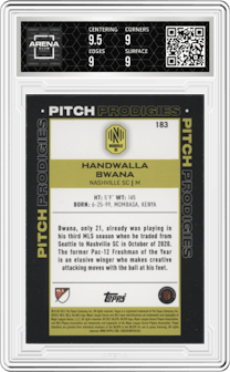 Handwalla Bwana from the 2021 Topps MLS set graded by Arena Club and given an overall grade of 9.