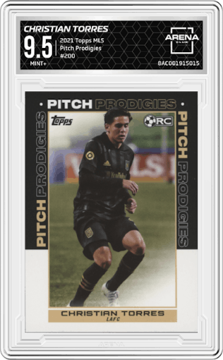 Christian Torres from the 2021 Topps MLS set graded by Arena Club and given an overall grade of 9.5.