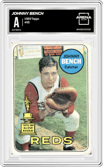 Johnny Bench from the 1969 Topps set graded by Arena Club.