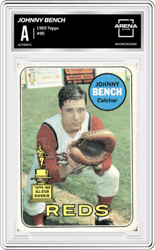 Johnny Bench from the 1969 Topps set graded by Arena Club.