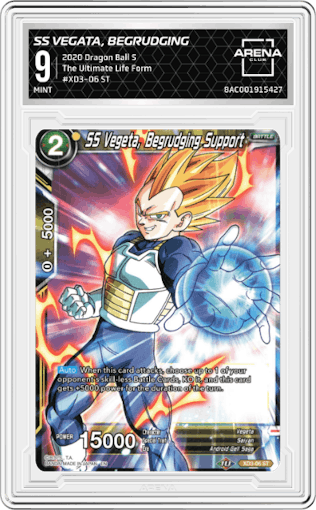 SS Vegata, Begrudging Support from the 2020 Dragon Ball S set graded by Arena Club and given an overall grade of 9.