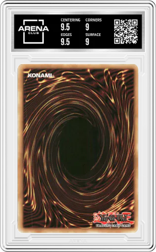 Pendulum Xyz from the 2021 Yu-Gi-Oh! set graded by Arena Club and given an overall grade of 9.5.