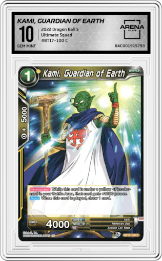 Kami, Guardian of Earth from the 2022 Dragon Ball S set graded by Arena Club and given an overall grade of 10.