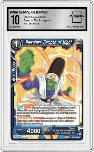 Paikuhan, Glimpse of Might from the 2022 Dragon Ball S set graded by Arena Club and given an overall grade of 10.