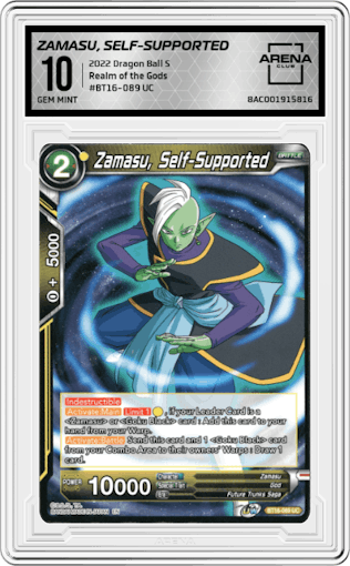 Zamasu, Self-Supported from the 2022 Dragon Ball S set graded by Arena Club and given an overall grade of 10.