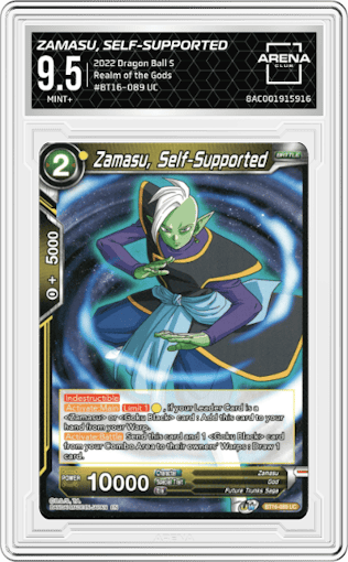 Zamasu, Self-Supported from the 2022 Dragon Ball S set graded by Arena Club and given an overall grade of 9.5.