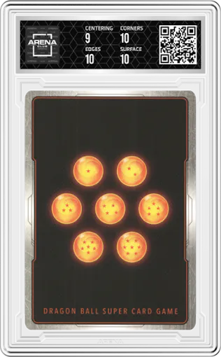 Whis, Beerus's Backup from the 2022 Dragon Ball S set graded by Arena Club and given an overall grade of 9.5.