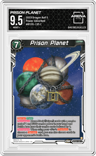 Prison Planet from the 2023 Dragon Ball S set graded by Arena Club and given an overall grade of 9.5.