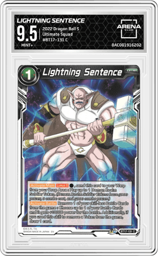 Lightning Sentence from the 2022 Dragon Ball S set graded by Arena Club and given an overall grade of 9.5.