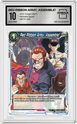 Red Ribbon Army, Assemble! from the 2022 Dragon Ball S set graded by Arena Club and given an overall grade of 10.