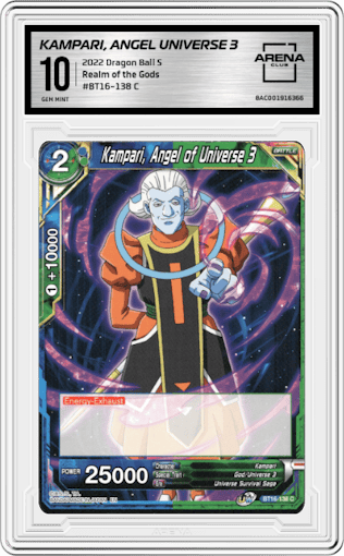 Kampari, Angel of Universe 3 from the 2022 Dragon Ball S set graded by Arena Club and given an overall grade of 10.