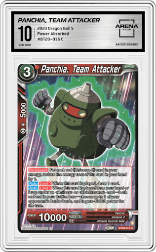 Panchia, Team Attacker from the 2023 Dragon Ball S set graded by Arena Club and given an overall grade of 10.