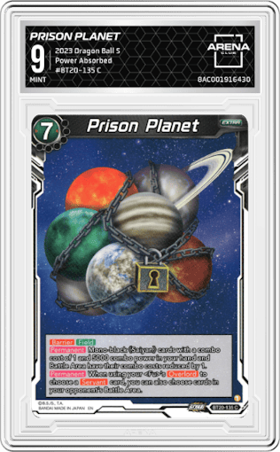 Prison Planet from the 2023 Dragon Ball S set graded by Arena Club and given an overall grade of 9.