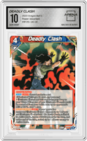 Deadly Clash from the 2023 Dragon Ball S set graded by Arena Club and given an overall grade of 10.