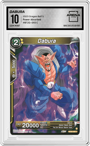 Dabura from the 2023 Dragon Ball S set graded by Arena Club and given an overall grade of 10.