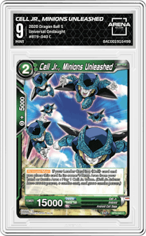 Cell Jr., Minions Unleashed from the 2020 Dragon Ball S set graded by Arena Club and given an overall grade of 9.