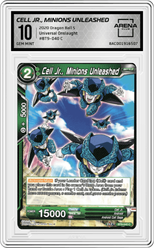 Cell Jr., Minions Unleashed from the 2020 Dragon Ball S set graded by Arena Club and given an overall grade of 10.