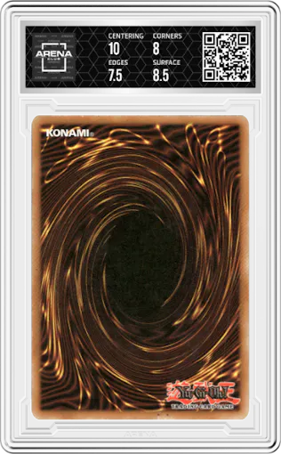 Rude Kaiser from the 2002 Yu-Gi-Oh! set graded by Arena Club and given an overall grade of 8.