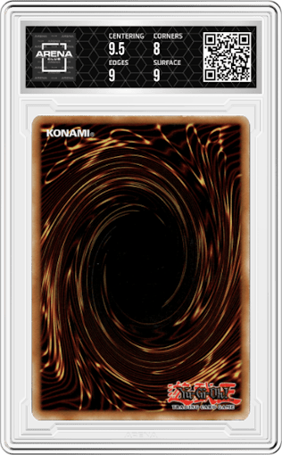 Sakuretsu Armor from the 2013 Yu-Gi-Oh! set graded by Arena Club and given an overall grade of 8.5.