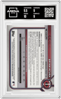 Bryan Acuna from the 2022 Bowman Chrome set graded by Arena Club and given an overall grade of 9.5.