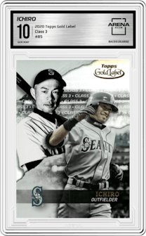 Ichiro from the 2020 Topps Gold Label set graded by Arena Club and given an overall grade of 10.