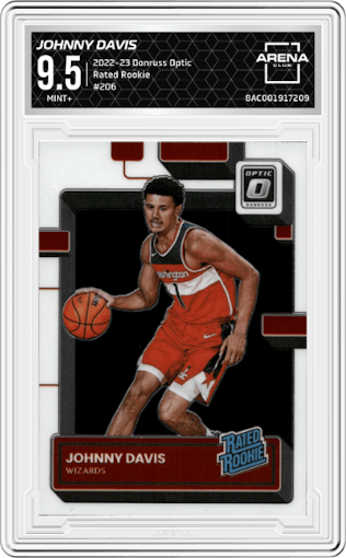 Johnny Davis from the 2022-23 Panini Donruss Optic  set graded by Arena Club and given an overall grade of 9.5.