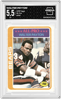 Walter Payton from the 1978 Topps set graded by Arena Club and given an overall grade of 5.5.
