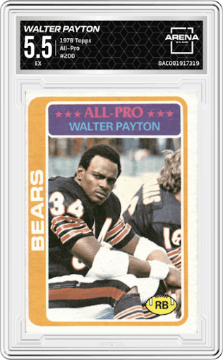 Walter Payton from the 1978 Topps set graded by Arena Club and given an overall grade of 5.5.