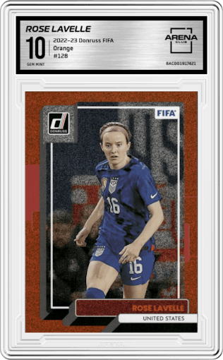  Rose Lavelle from the 2022-23 Donruss  FIFA set graded by Arena Club and given an overall grade of 10.