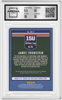 James Tronstein from the 2023 Panini Stars & Stripes USA set graded by Arena Club and given an overall grade of 10.