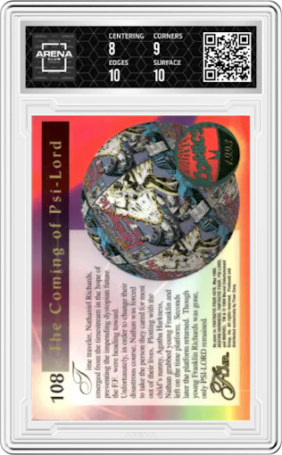 Psi-Lord from the 1994 Flair Marvel Annual set graded by Arena Club and given an overall grade of 8.5.