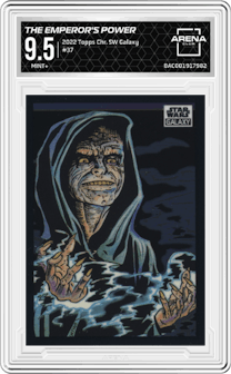 The Emperor's Power from the 2022 Topps Chrome Star Wars Galaxy set graded by Arena Club and given an overall grade of 9.5.