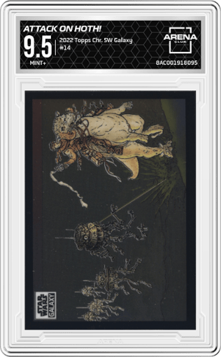 Attack on Hoth! from the 2022 Topps Chrome Star Wars Galaxy set graded by Arena Club and given an overall grade of 9.5.