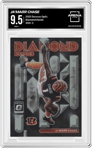 Ja'Marr Chase from the 2022 Panini Donruss Optic set graded by Arena Club and given an overall grade of 9.5.