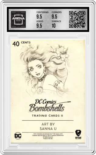 Starfire from the 2018 Cryptozoic DC Bombshells Series 2 set graded by Arena Club and given an overall grade of 10.