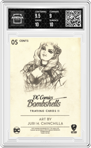 Black Canary from the 2018 Cryptozoic DC Bombshells Series 2 set graded by Arena Club and given an overall grade of 9.5.