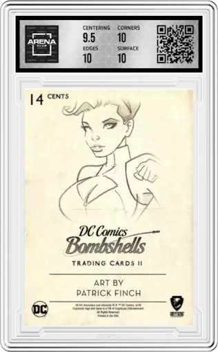 Power Girl from the 2018 Cryptozoic DC Bombshells Series 2 set graded by Arena Club and given an overall grade of 10.