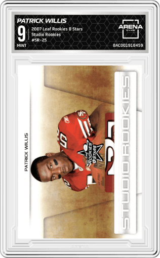 Patrick Willis from the 2007 Leaf Rookies & Stars set graded by Arena Club and given an overall grade of 9.